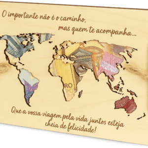 Cartão de felicitação de madeira - Mundo