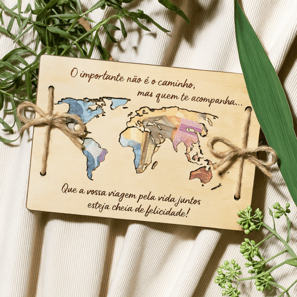 Cartão de felicitação de madeira - Mundo - Image 4